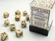 Chessex Dice Set Marble Ivory White/Black 12mm d6 (36x)