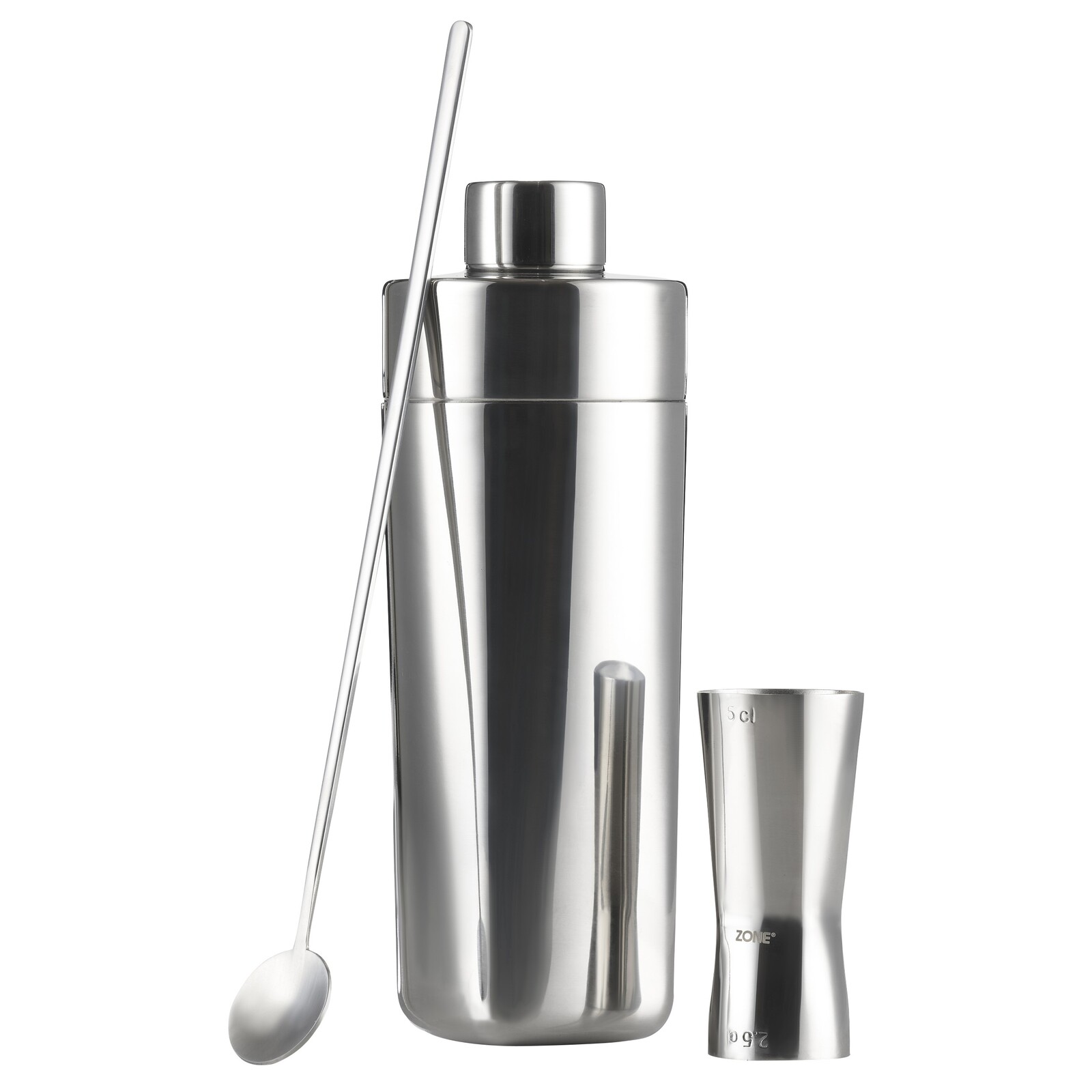 Barmanský set ROCKS, sada 3 ks, stříbrná, nerezová ocel, Zone Denmark