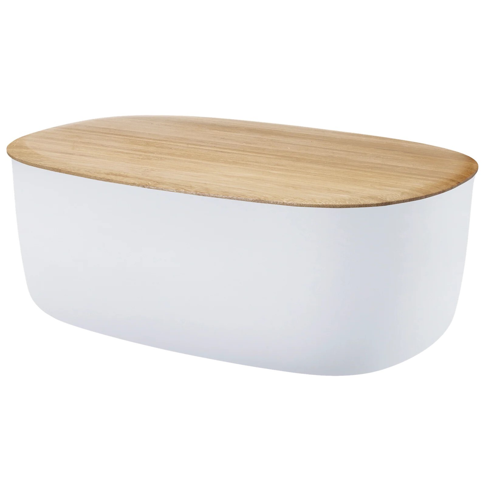 Chlebník BOX-IT 34 cm, bílá, plast / bambus, RIG-TIG