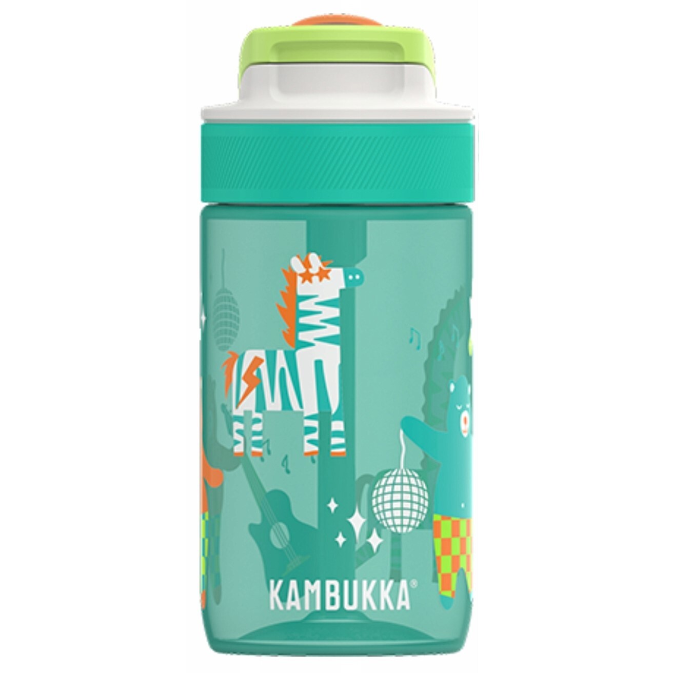 Láhev na vodu pro děti LAGOON 400 ml, disco zoo, tritan, Kambukka