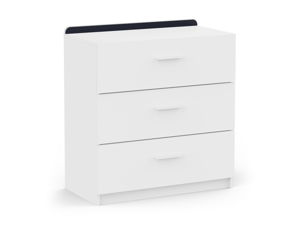 Komoda SOLMEN se 3 zásuvkami, bílá/modrá nebo meruňková