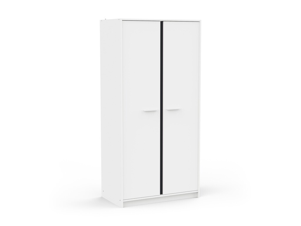 Skříň SOLMEN s policemi a 2 šatními tyčemi, bílá/modrá nebo meruňková