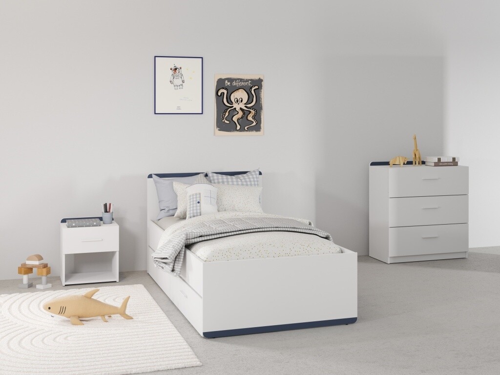 Dětský pokoj SOLMEN 1, bílá/modrá nebo meruňková