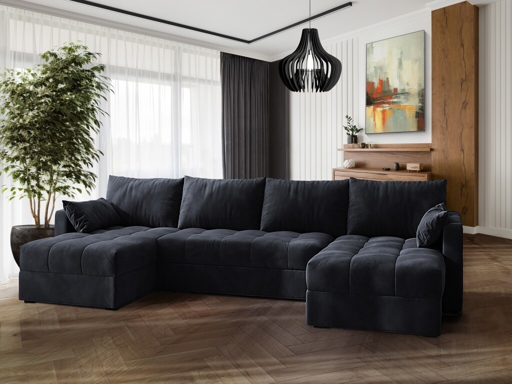 Rohová sedačka HELVEN U, látka antracit - II. jakost, POUZE OSOBNÍ ODBĚR