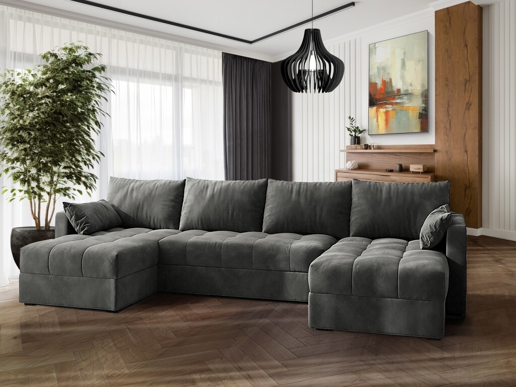 Rohová sedačka HELVEN U, šedá látka