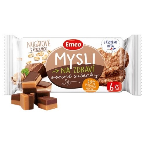 EMCO Mysli Ovesné sušenky nugátové s čokoládou 6ks