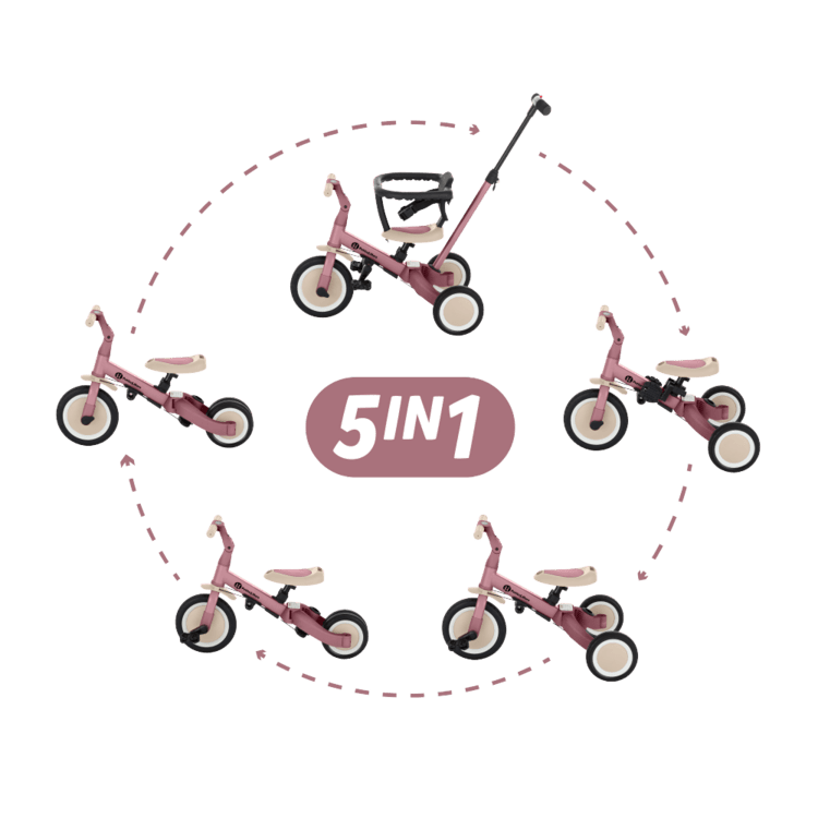 PETITE&MARS Tříkolka 5v1 Turbo Dusty Rose