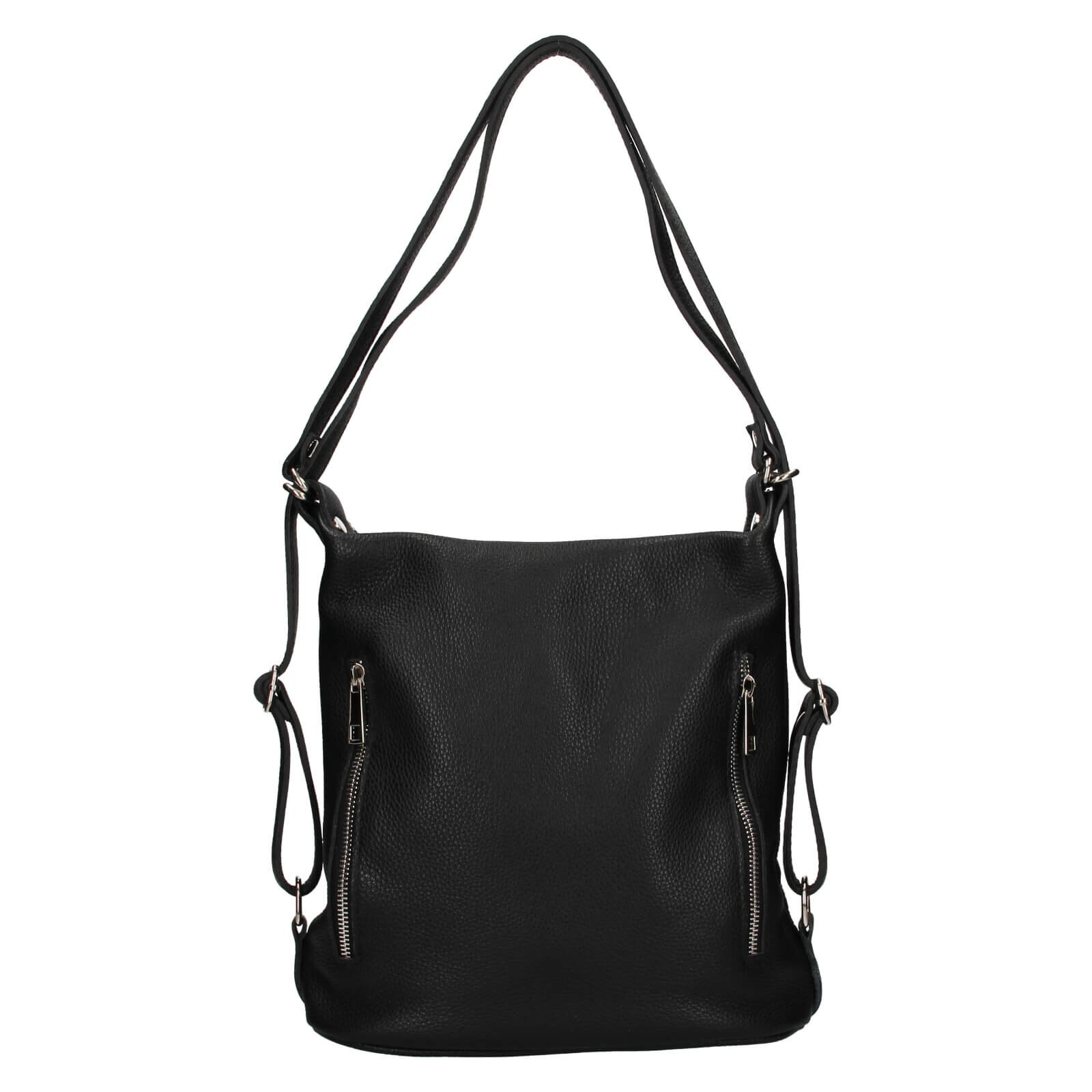 Dámská kožená batůžko kabelka Italia Maura - černá