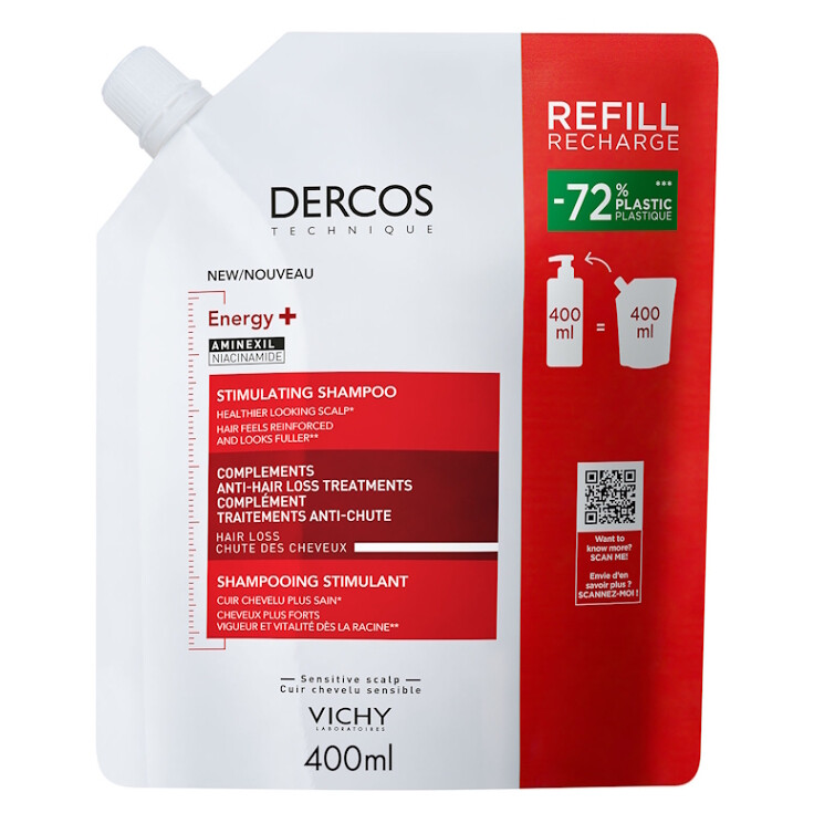 VICHY DERCOS Energy+ Šampón - náhradní náplň 400ml