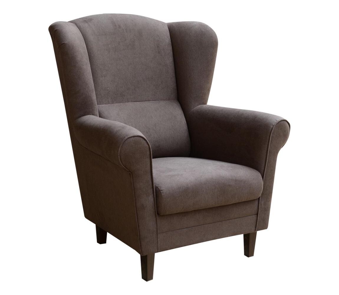 Křeslo ušák GALA tmavě hnědá