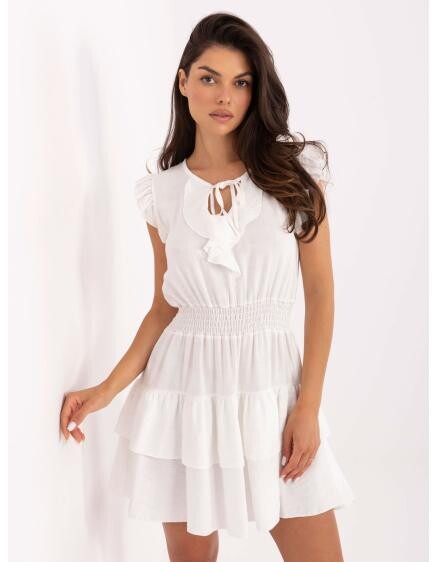 Bílé krátké šaty s kosticemi ve výstřihu