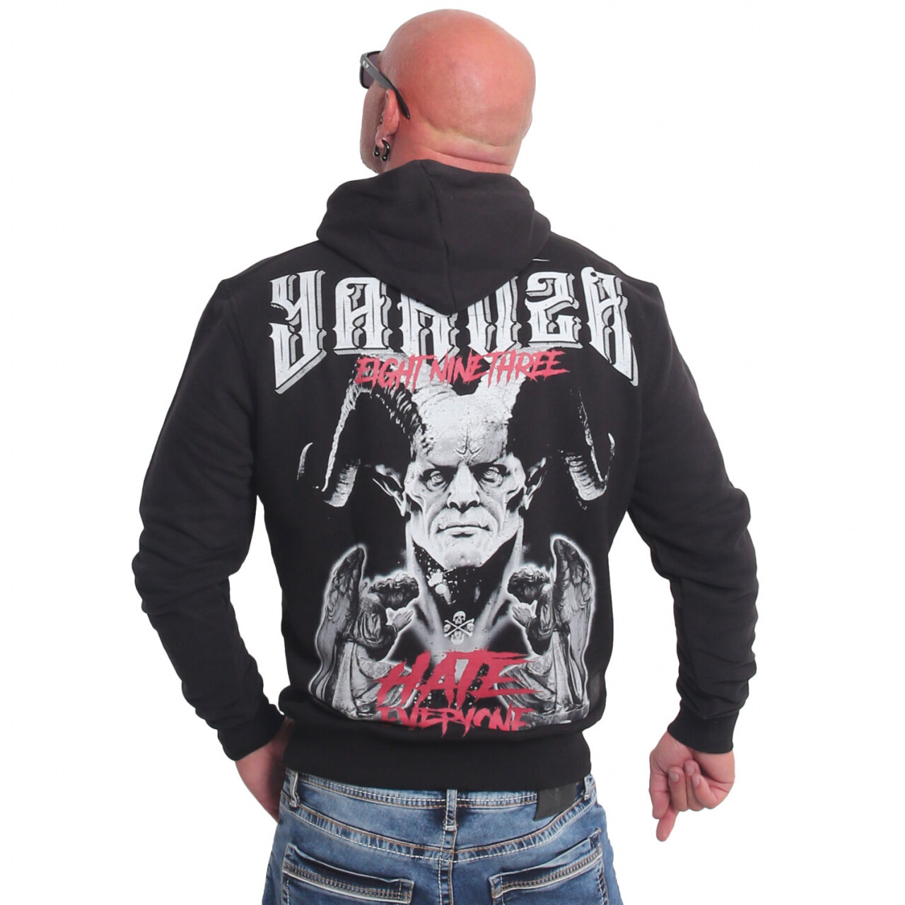 Mikina s kapucí Yakuza Hate - černé-šedé, L