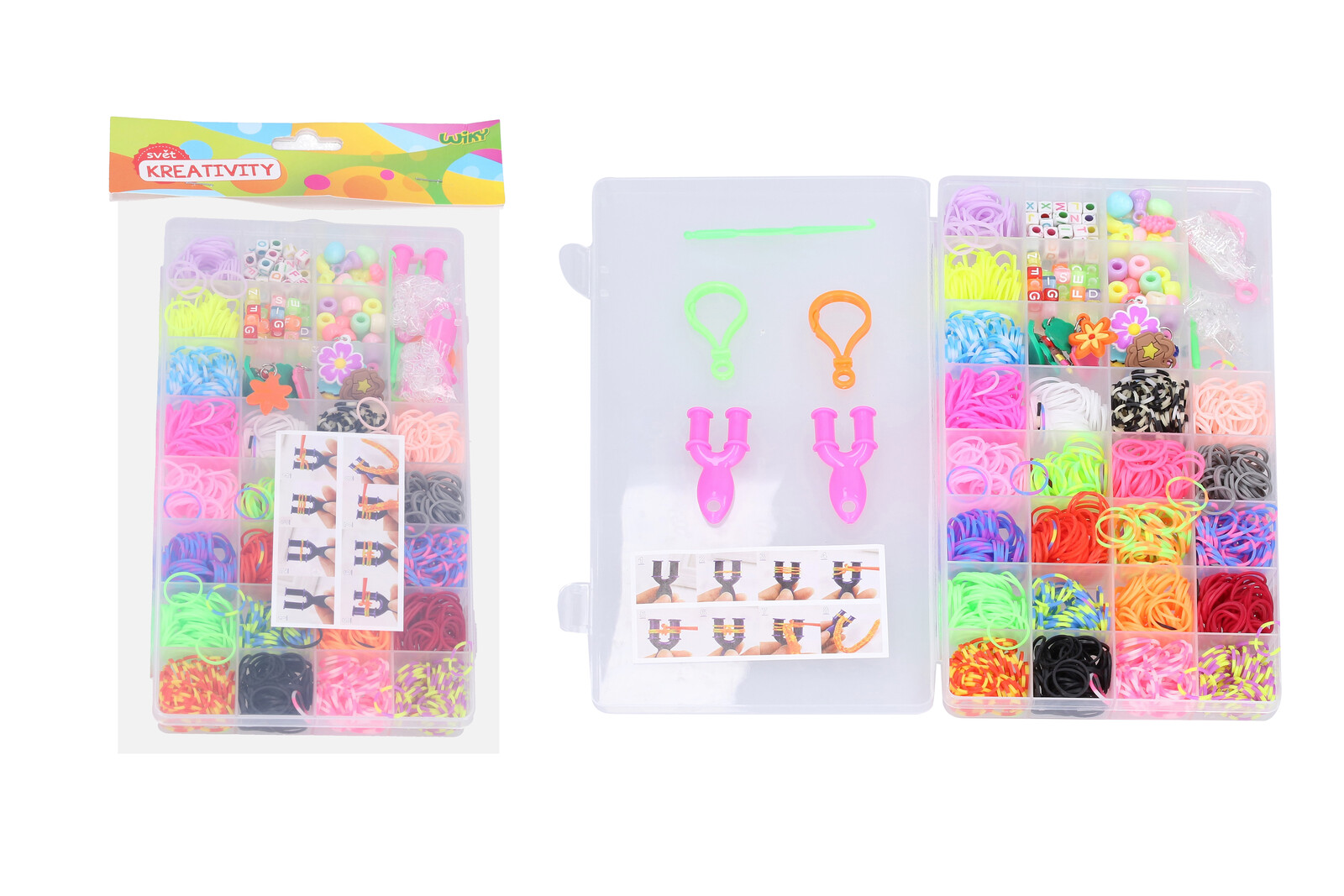 Kouzelné zaplétací gumičky + korálky velký mix 950 ks