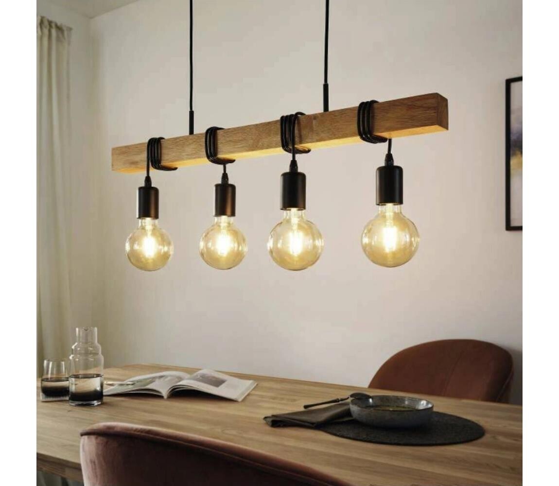 Eglo Eglo 33378 - LED Lustr na lanku TOWNSHEND 4xE27/4W/230V 2200K béžová/černá