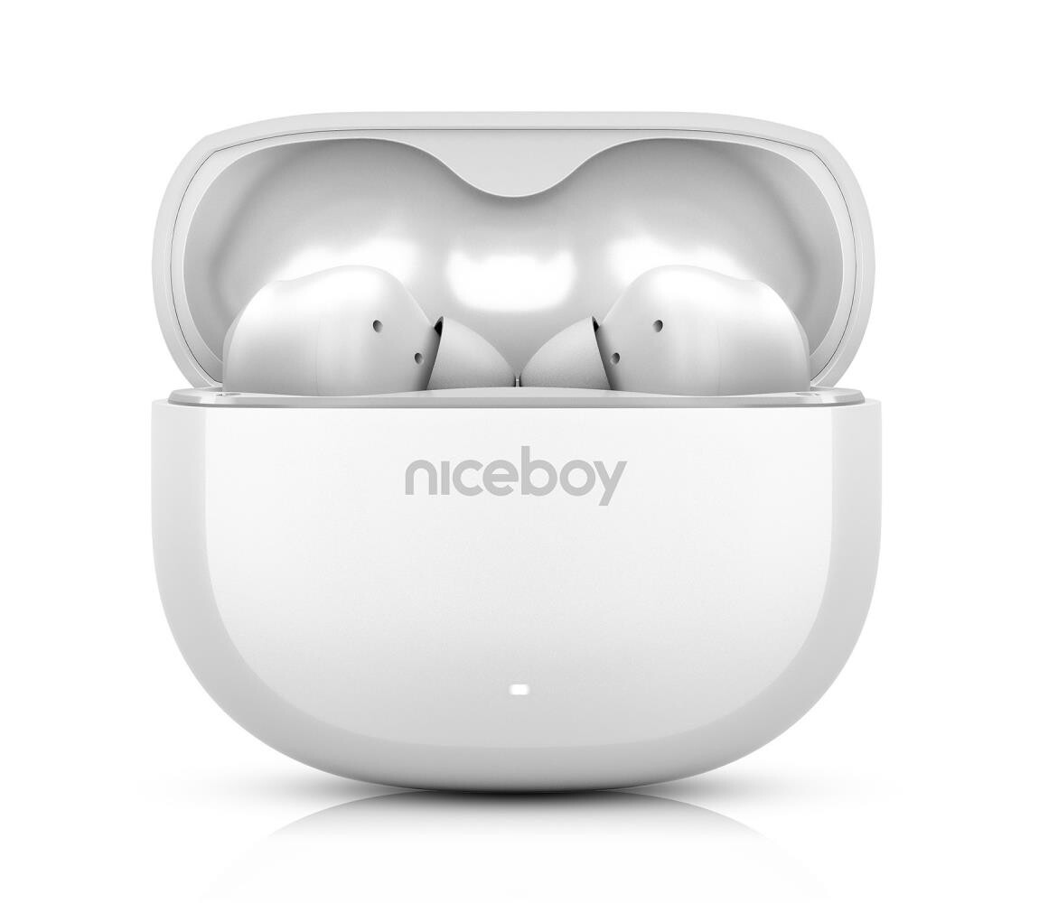 Niceboy Niceboy Pins 4 - Bezdrátová sluchátka s ANC 400 mAh + 2x 50 mAh IPX4 bílá