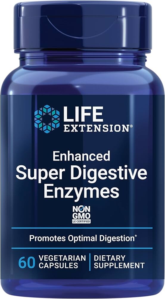 Life Extension Enhanced Super Digestive Enzymes, trávicí enzymy, 60 rostlinných kapslí