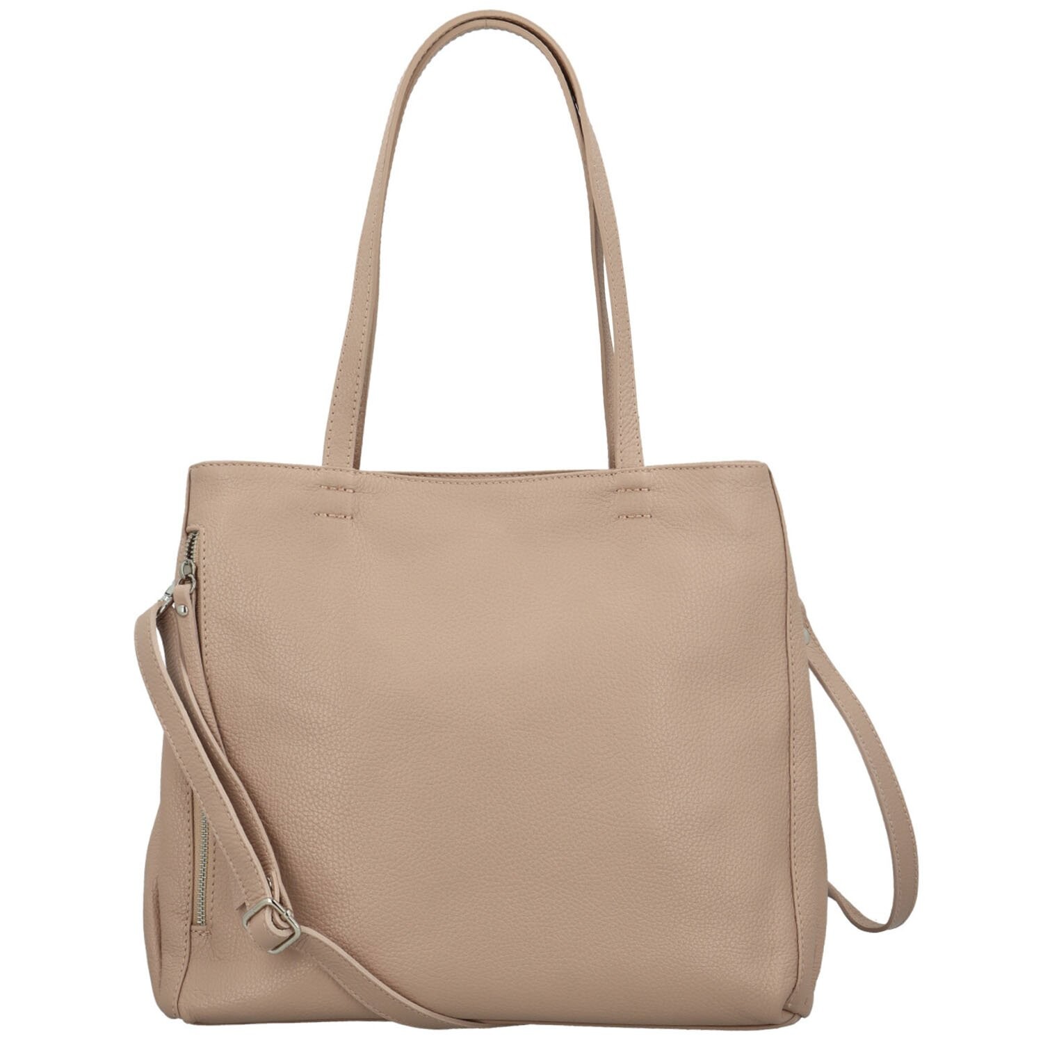 Dámská kožená kabelka na rameno pudrová - Delami Vera Pelle Benito pudrová