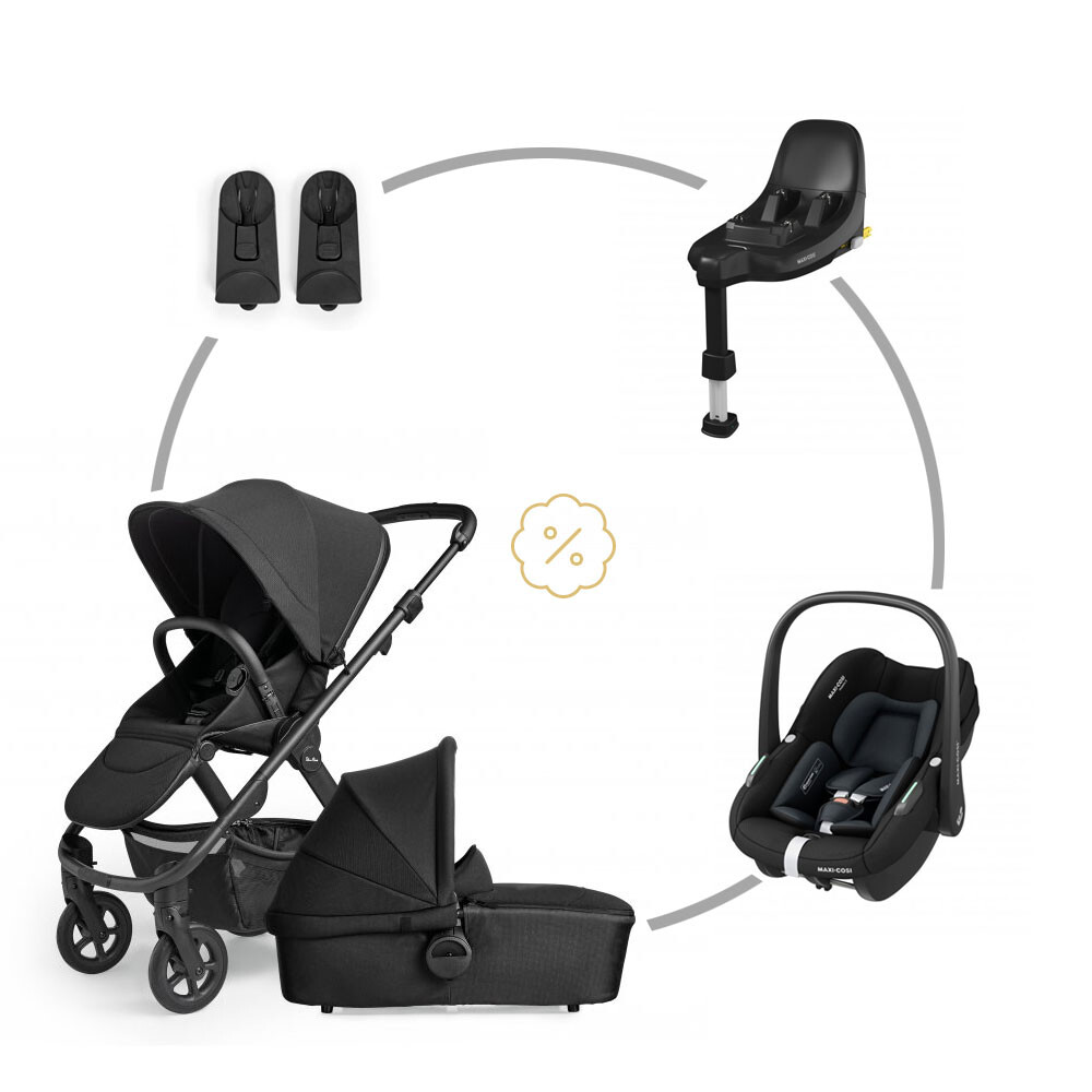 Silver Cross set Tide kočárek 2v1 Space + Pebble S + FamilyFix S + adaptéry