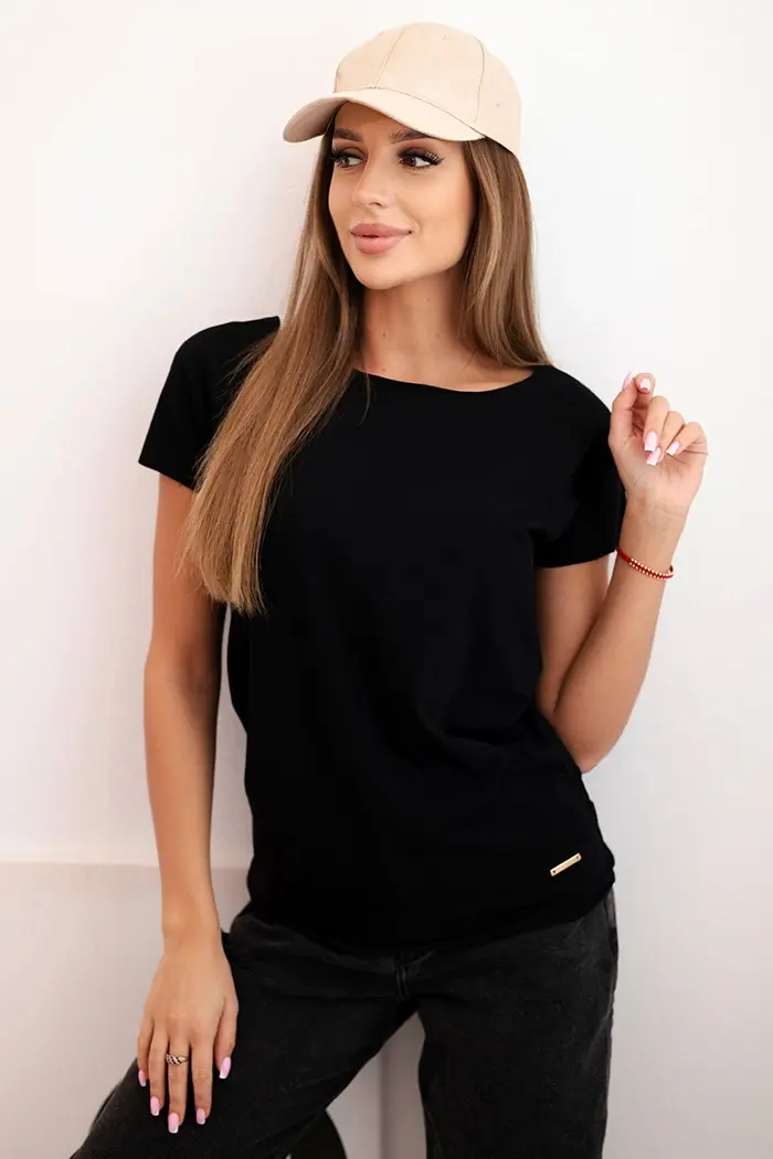Kesi Dámská basic blůza s krátkým rukávem černá