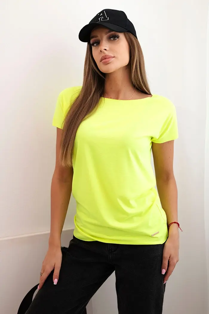 Kesi Dámská blůza s krátkým rukávem basic neon žlutý