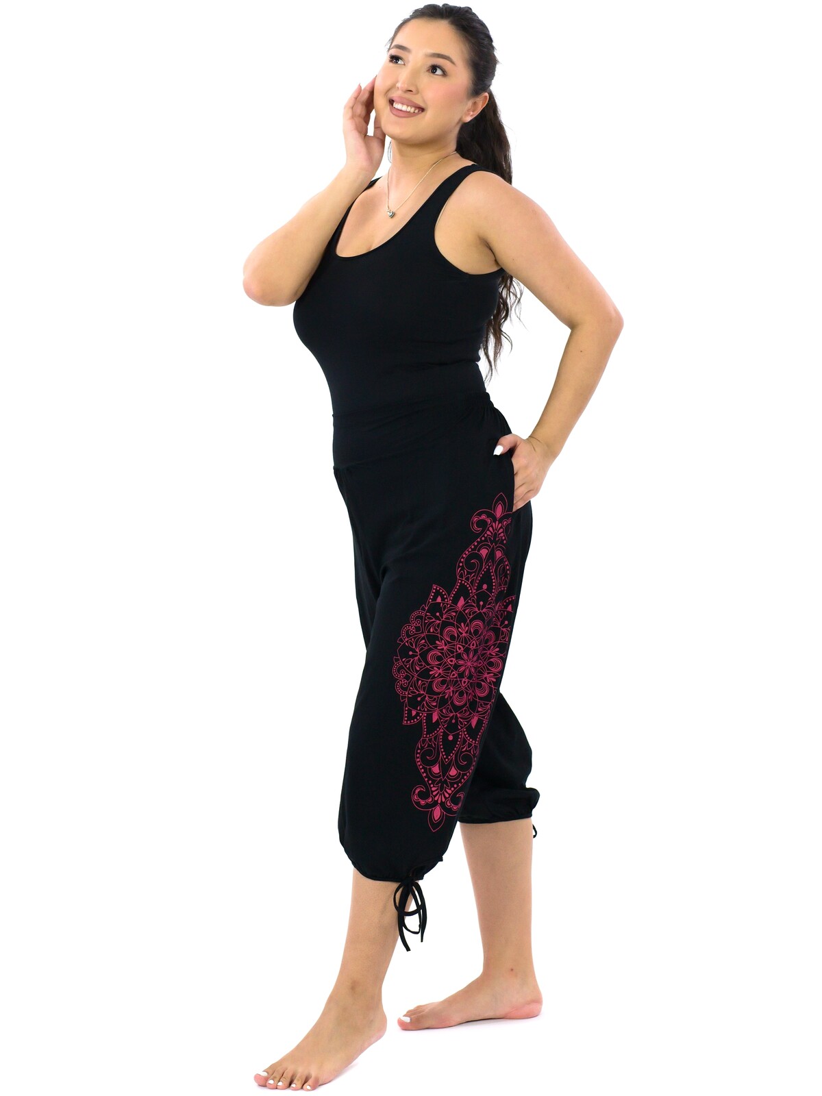 Himalife 3/4 kraťasy Kamea - černá s červenou Velikost: S/M