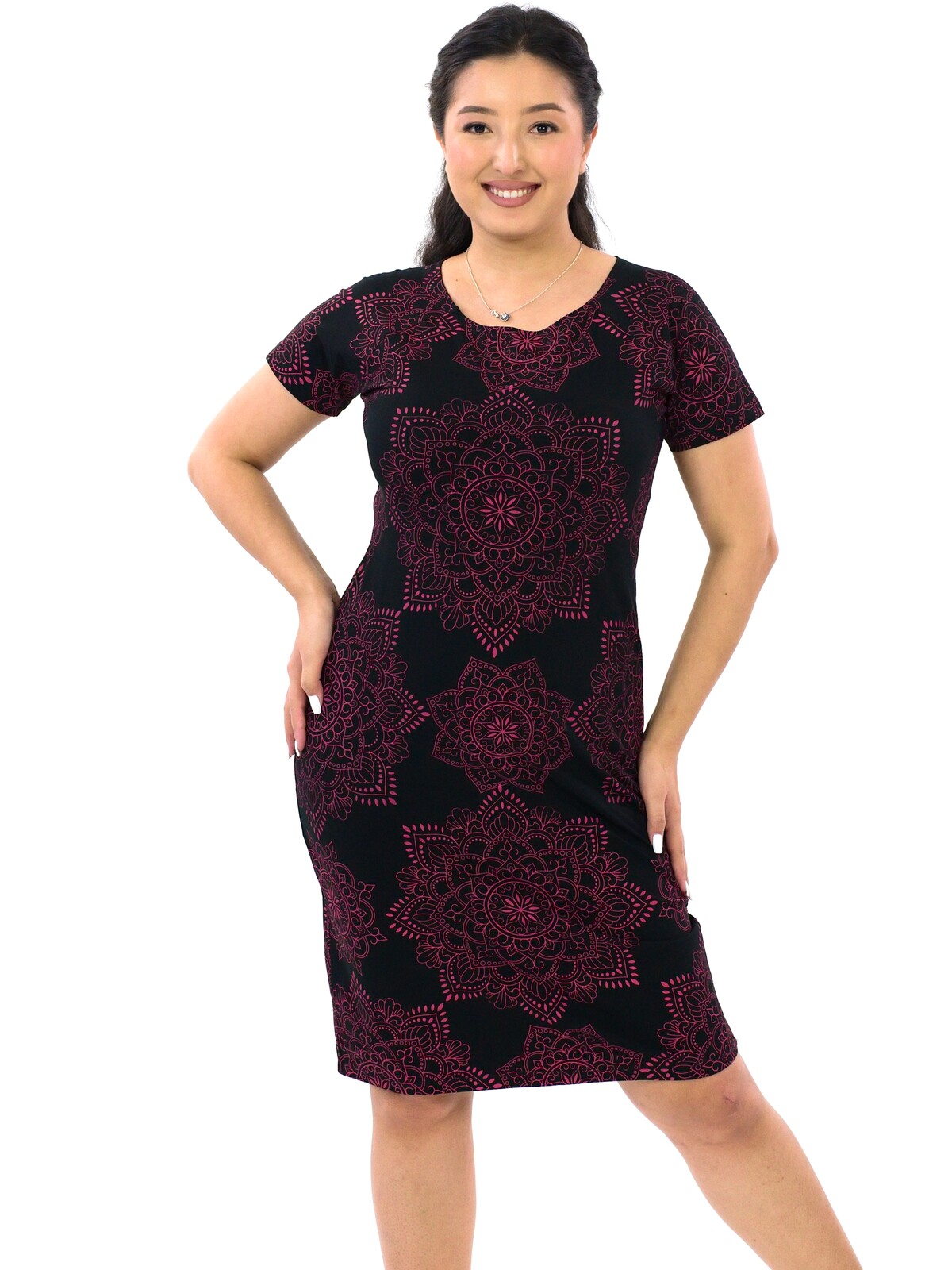 Himalife Šaty s krátkým rukávem Haina - černá s červenou Velikost: S