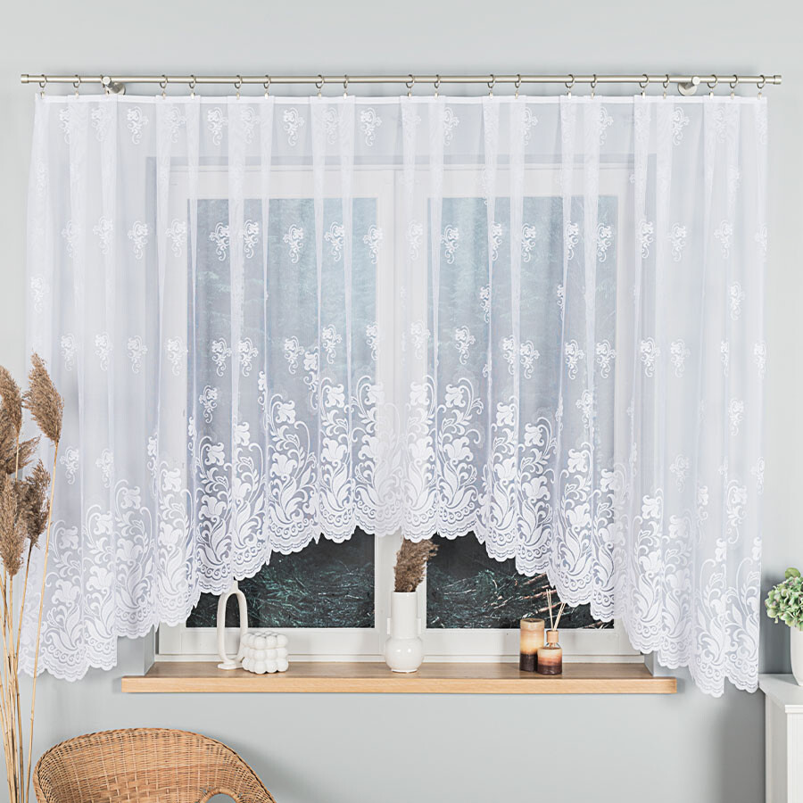 Dekorační krátká vzorovaná záclona na žabky MARZENA 160 bílá 500x160 cm MyBestHome