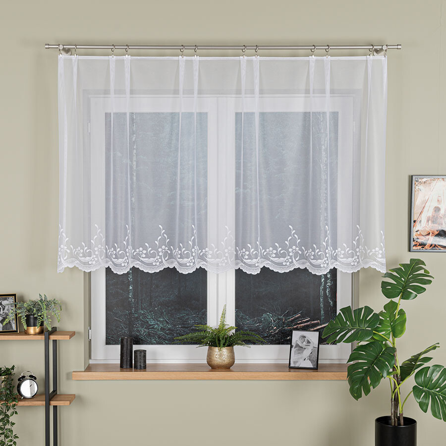 Dekorační krátká záclona na žabky JUSTYNA LINE 110 bílá 250x110 cm MyBestHome