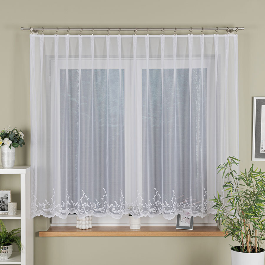 Dekorační krátká záclona na žabky ANIESZKA LINE 150 bílá 300x150 cm MyBestHome