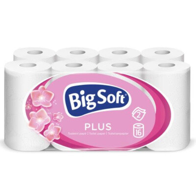 Big Soft Plus 2vrstvý toaletní papír, 16 rolí, 17,6 m role
