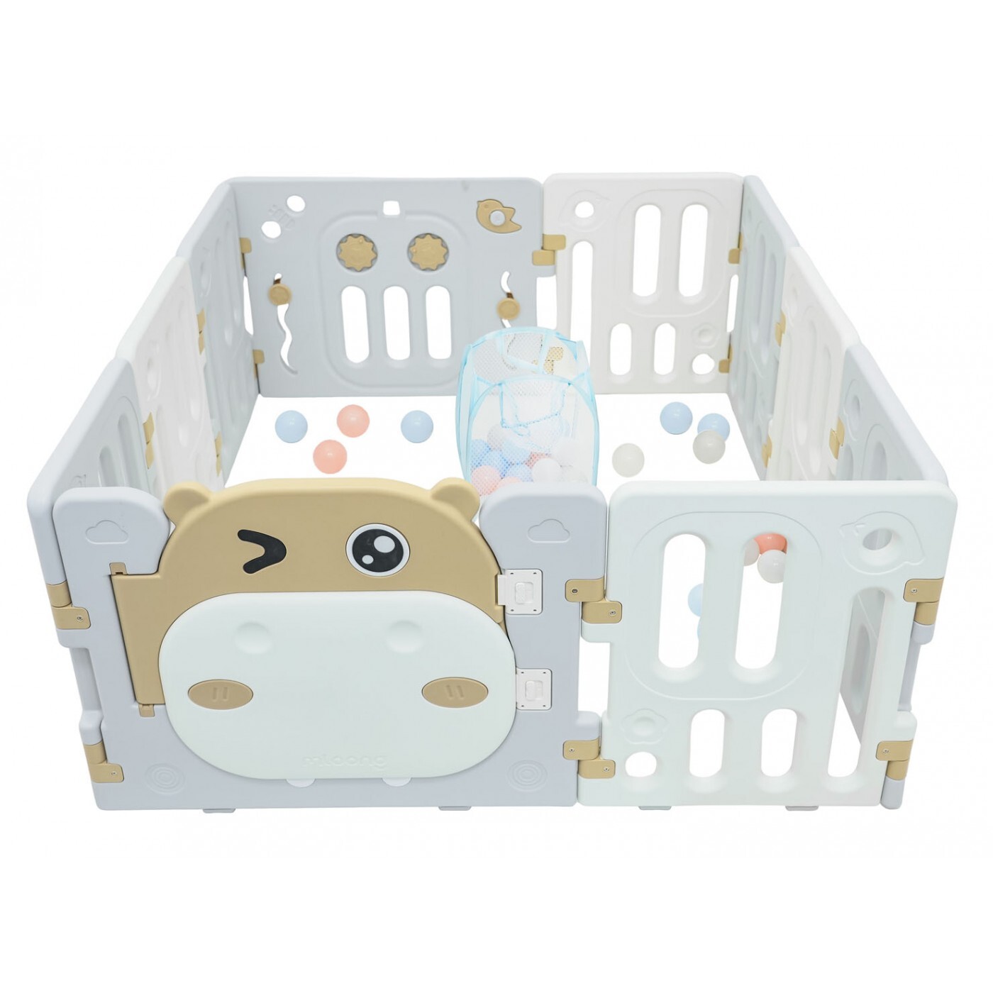 mamido Ohrádka pro děti Hipcio s míčky hnědá