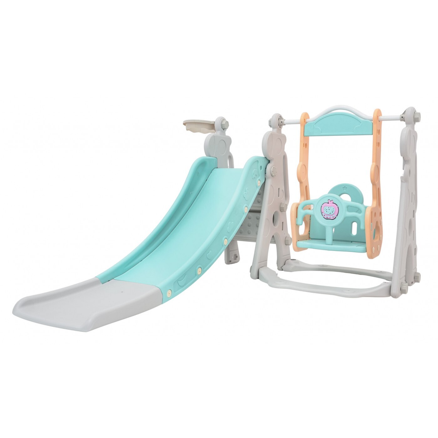 mamido Dětská houpačka skluzavka basketbalový koš 3v1 žirafa