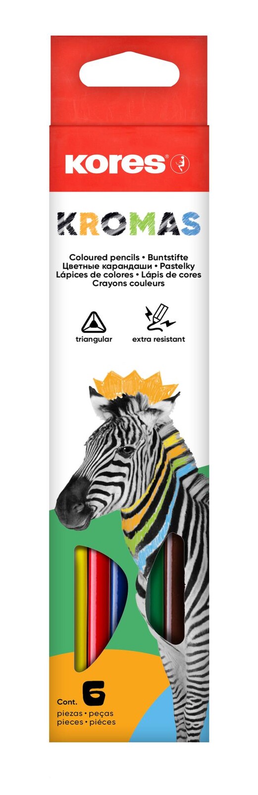 Kores Trojhranné pastelky Kromas - 3 mm, 6 barev