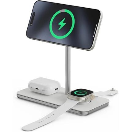 LINQ 3in1 Qi2 Wireless Charging Stand MagSafe nabíječka stříbrná/bílá