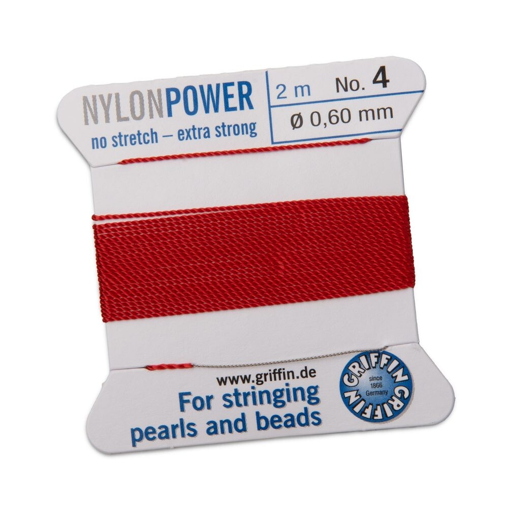 Griffin nylonová nit Nylon power s jehlou 0,6 mm/2 m červená - 1 ks