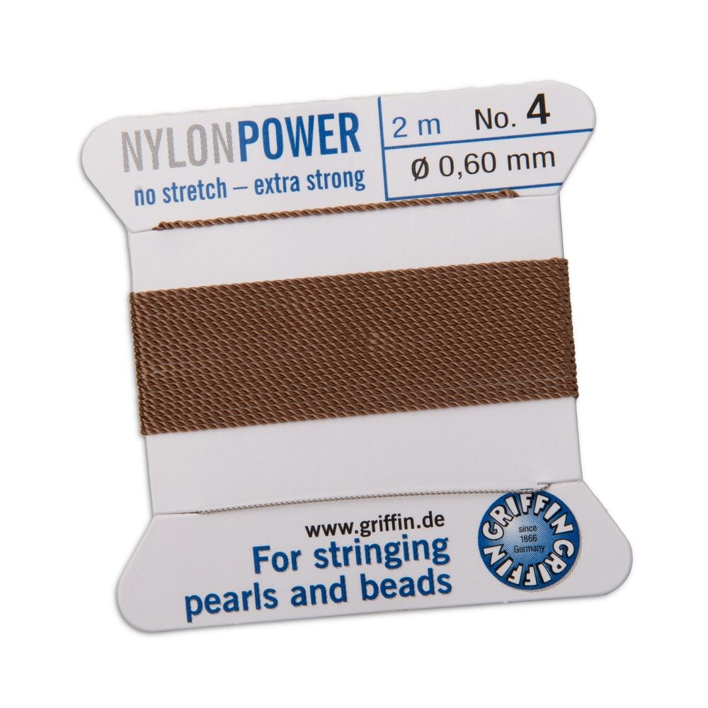 Griffin nylonová nit Nylon power s jehlou 0,6 mm/2 m béžová - 1 ks