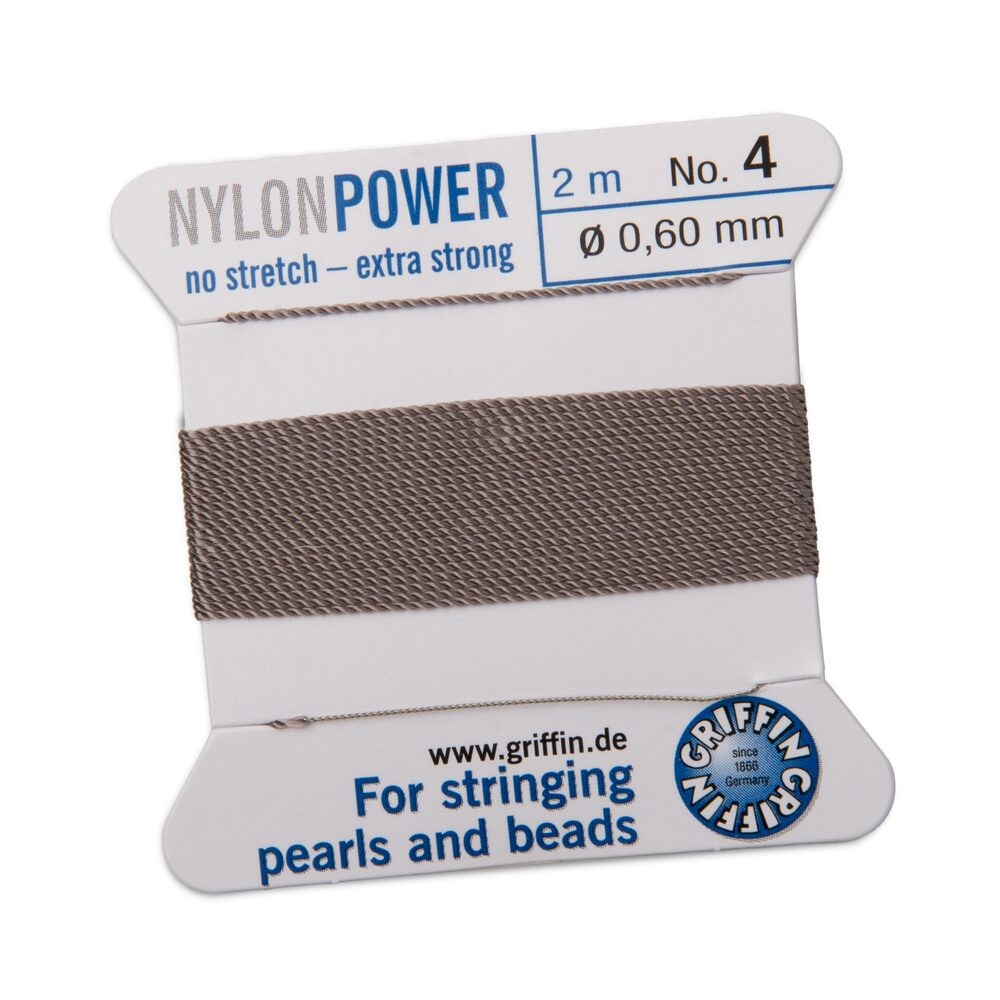 Griffin nylonová nit Nylon power s jehlou 0,6 mm/2 m šedá - 1 ks
