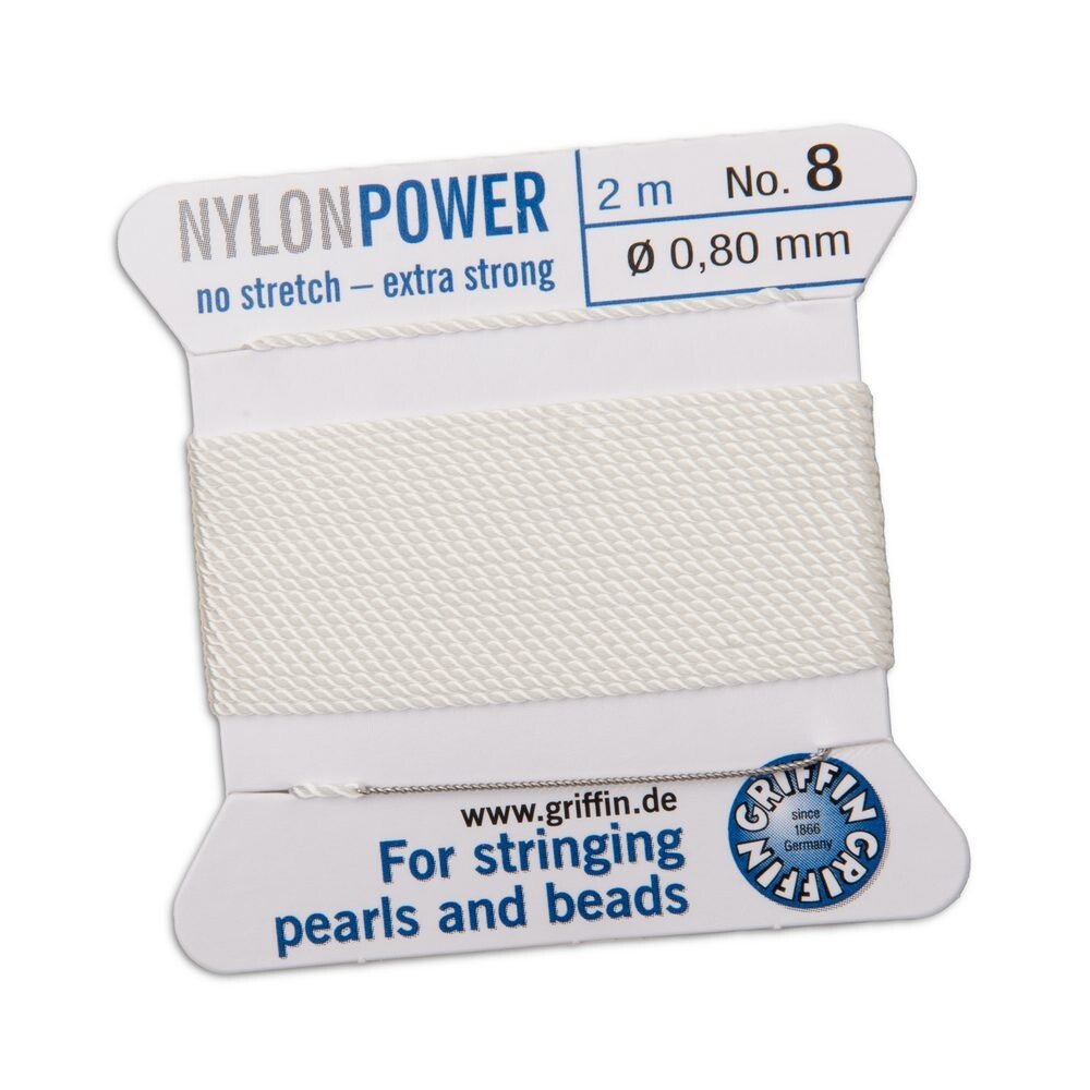 Griffin nylonová nit Nylon power s jehlou 0,8 mm/2 m bílá - 1 ks