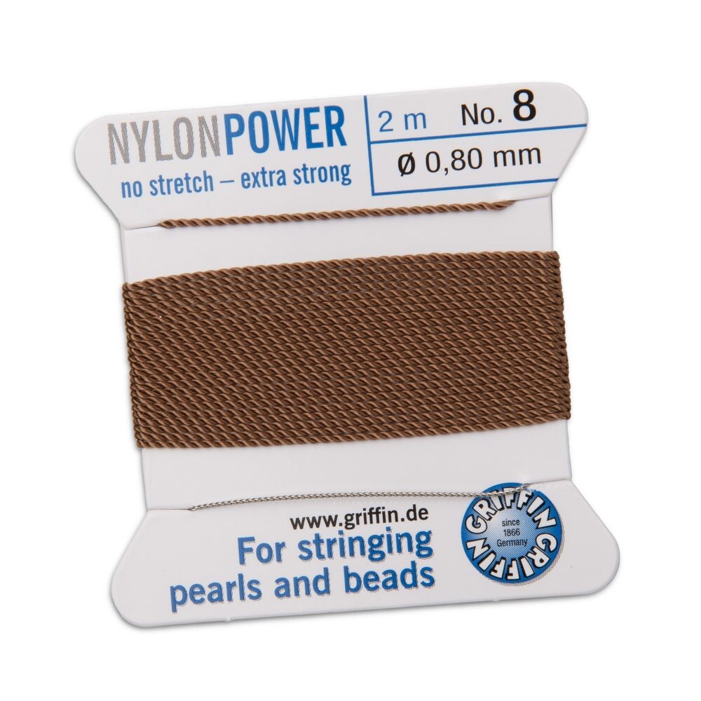 Griffin nylonová nit Nylon power s jehlou 0,8 mm/2 m béžová - 1 ks