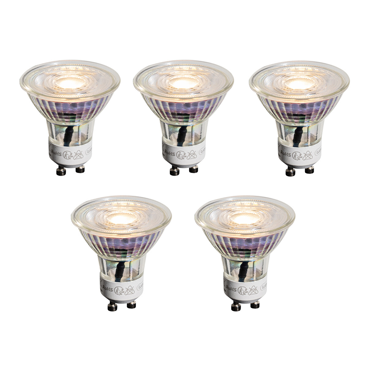 Sada 5 čirých LED žárovek GU10 50 mm 3,5 W 330 lm 3000 K