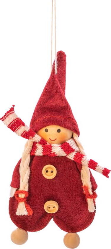 Textilní ručně vyrobená vánoční ozdoba 13 cm Gnome Girl – Sass & Belle