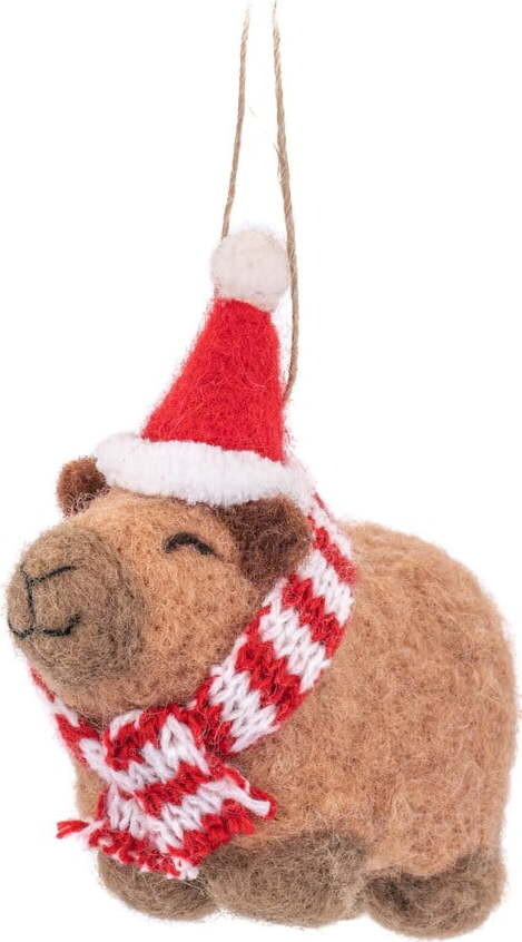 Vlněná ručně vyrobená vánoční ozdoba 11 cm Capybara – Sass & Belle