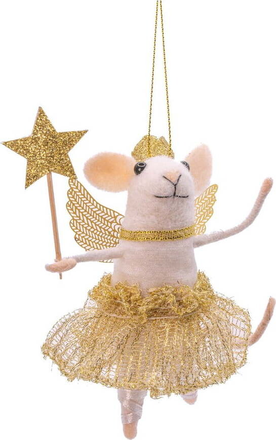 Textilní ručně vyrobená vánoční ozdoba 12 cm Fairy Mouse – Sass & Belle