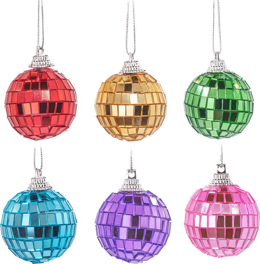 Skleněné vánoční ozdoby v sadě 6 ks ø 4 cm Mirror Disco – Sass & Belle