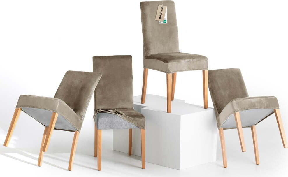 Šedobéžové napínací potahy v sadě 4 ks na židli 48 cm Sento – Restilo