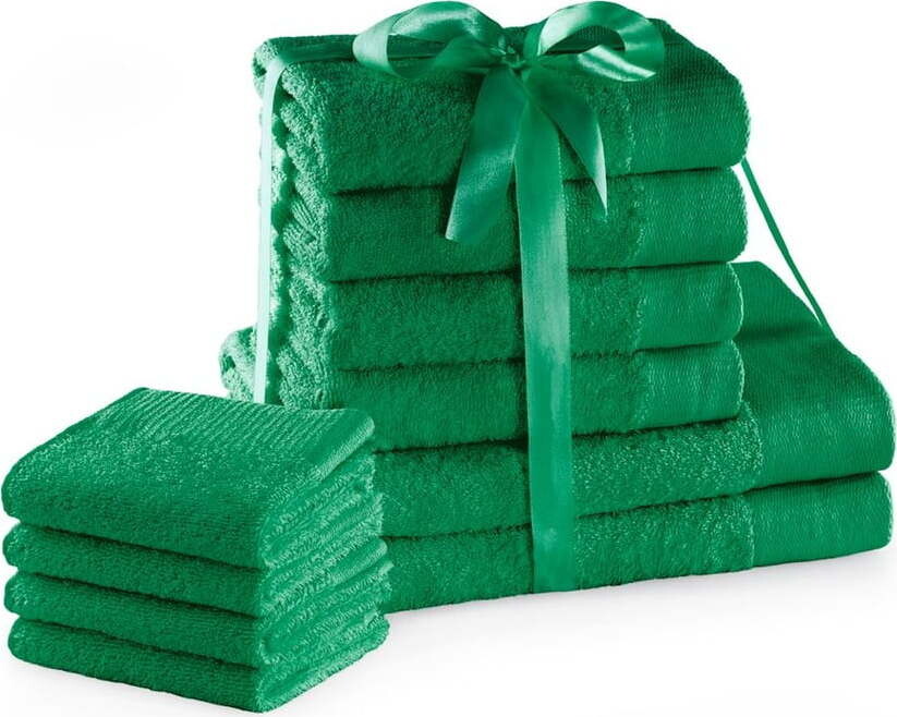 Zelené froté bavlněné ručníky a osušky v sadě 10 ks Amari – Restilo