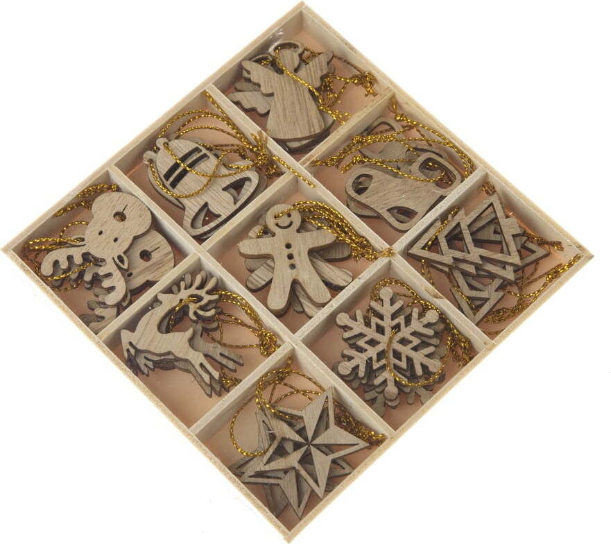 Dřevěné vánoční ozdoby v sadě 36 ks ø 3,5 cm Natur – Dakls