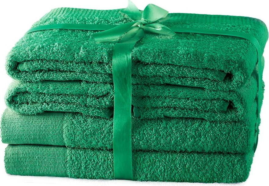 Zelené froté bavlněné ručníky a osušky v sadě 6 ks Amari – Restilo