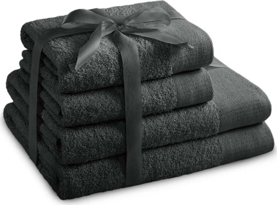 Tmavě šedé froté bavlněné ručníky a osušky v sadě 4 ks Amari – Restilo