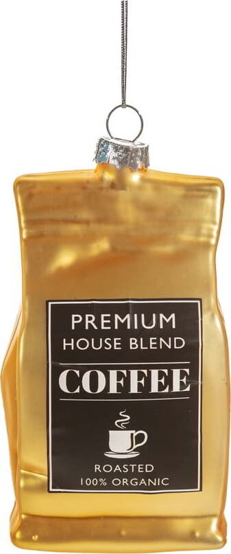 Skleněná ručně vyrobená vánoční ozdoba 10 cm Coffee – Sass & Belle